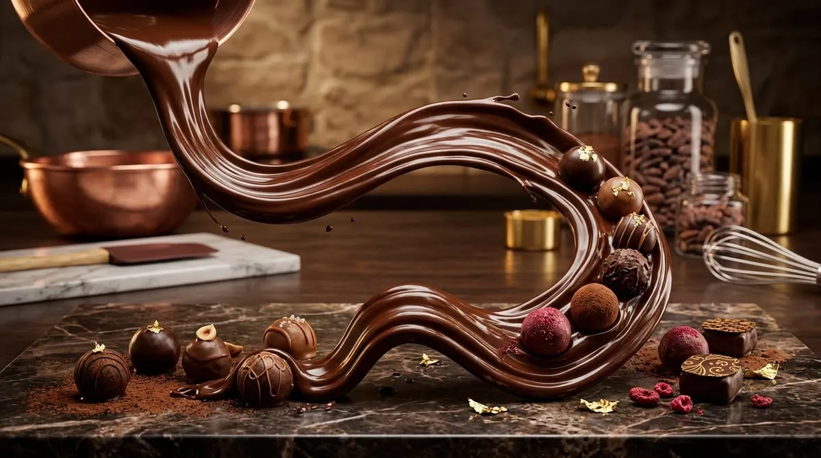 A close view of rich chocolate pieces arranged for sharing